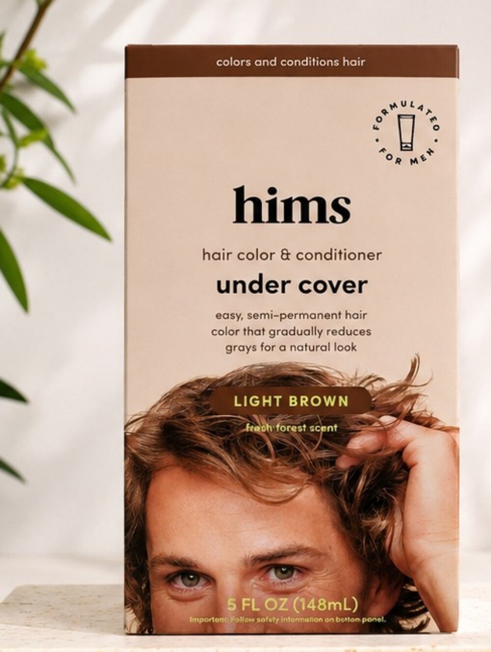 Hims Under Cover Hair Color & Conditioner – Light Brown | Gray Coverage | New